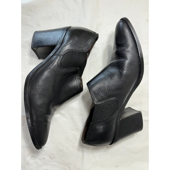 Flings Salsa Black Leather Ankle Booties Size 7.5 M - Picture 7 of 13